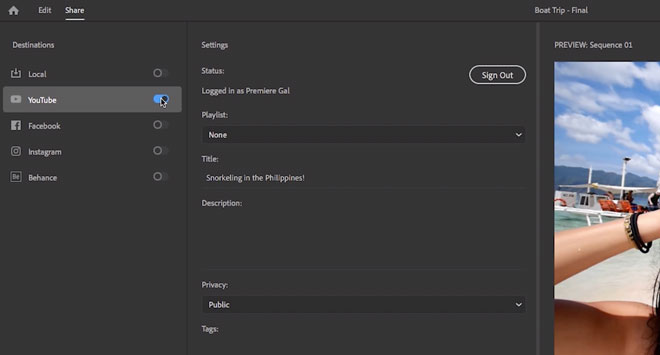 How to Edit Format of YouTube Video in Adobe Rush