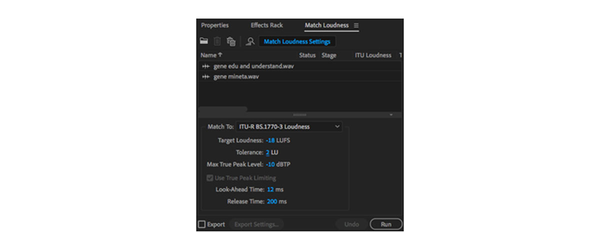 Match loudness