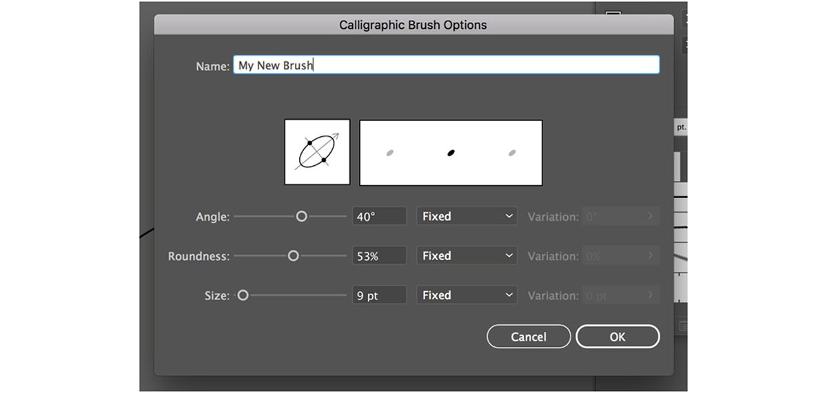 Custom Calligraphic Brush Options in Illustrator